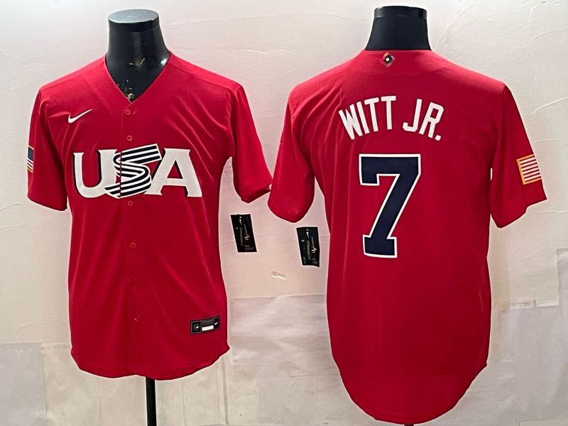 Men 2026 World Cub USA #7 Witt jr Red Nike MLB Jersey style 002